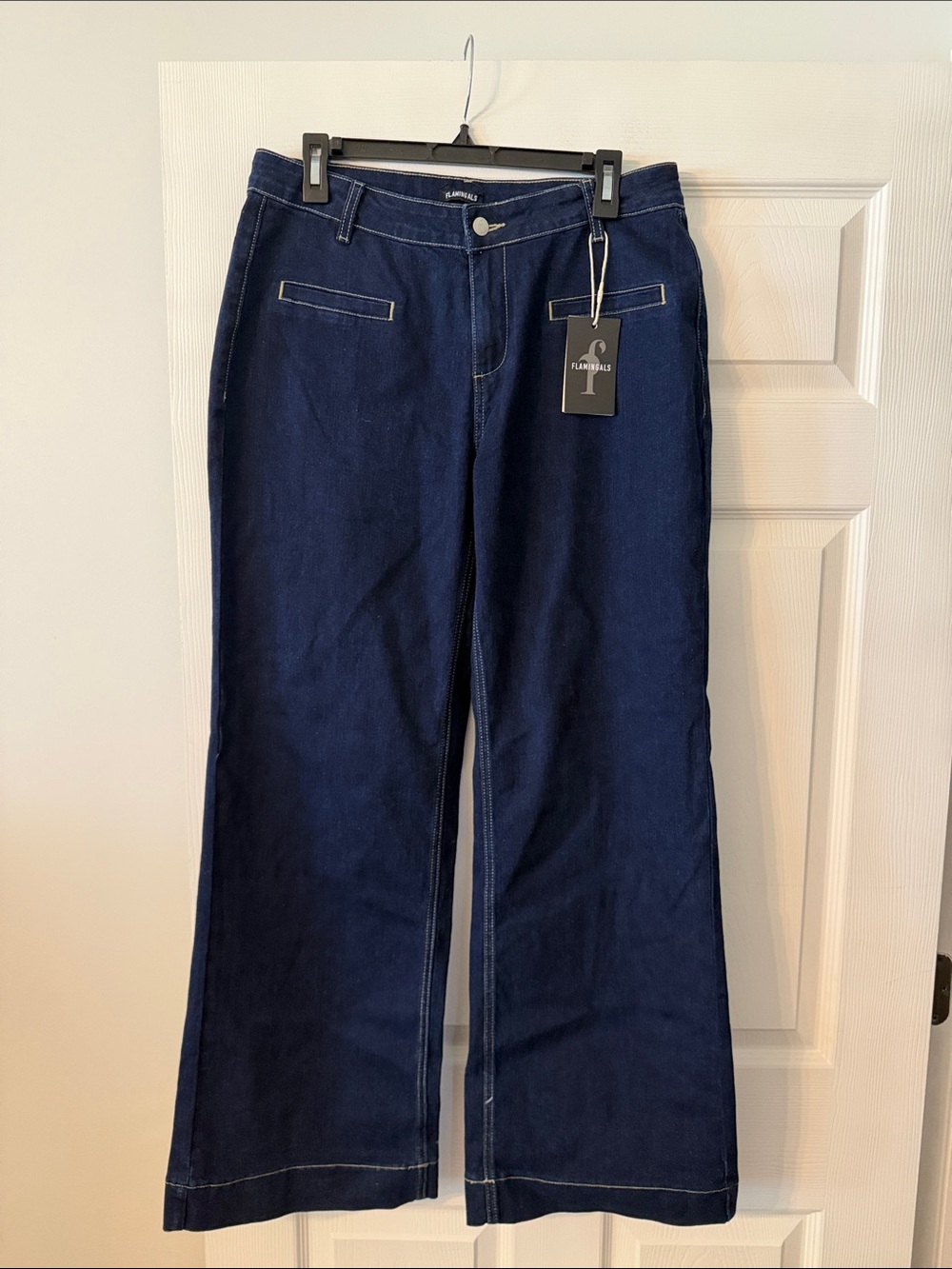 FLAMINGALS Dark Blue Wide-Leg Women's Jeans size XL brand new inseam 30”